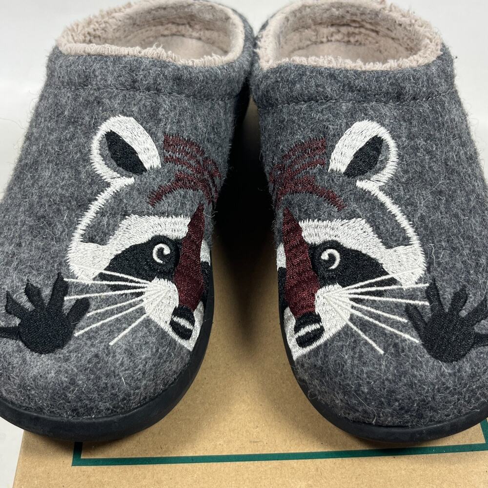 LL BEAN Slippers Womens 6 Medium B Daybreak Scuffs Motif Raccoon Mule Gray - Picture 4 of 12